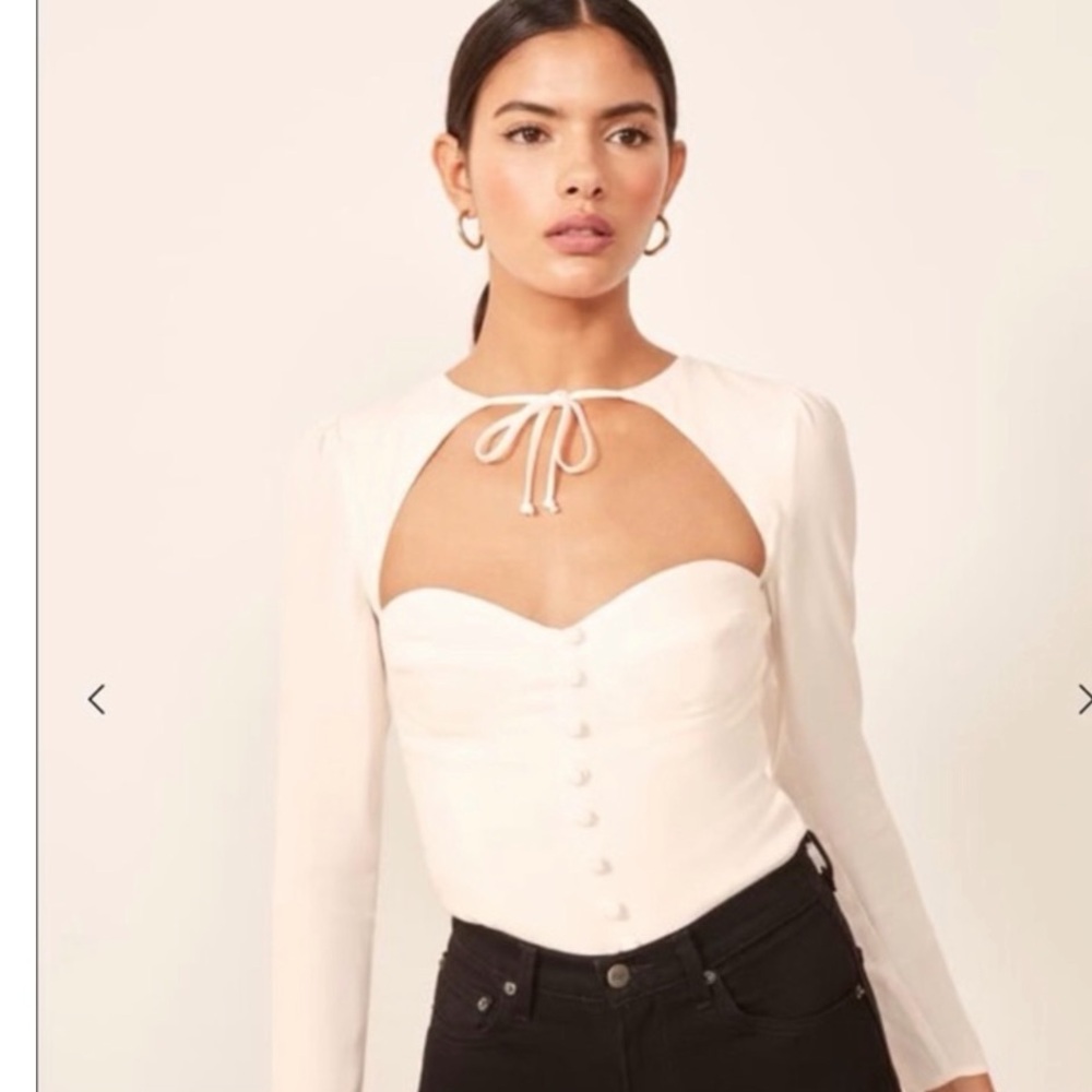 Reformation Cream Button-Up Blouse